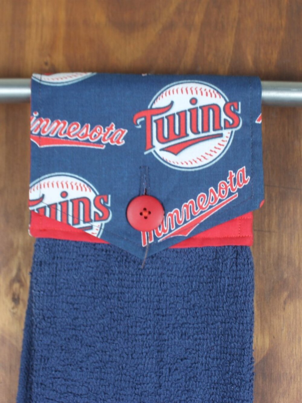 MINNESOTA TWINS HAND TOWEL BLUE & RED HANDMADE HANGING KITCHEN COTTON TOWEL
